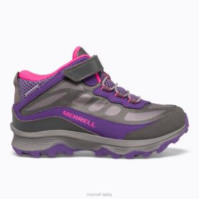 Merrell moab speed mid climatizzatore impermeabile (mk165209) 68J61387 - Merrell Italia grigio/rosa/viola bambini scarpe