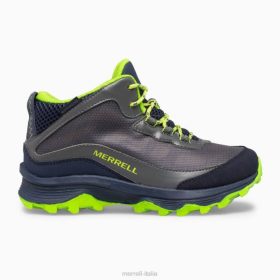 Merrell moab speed mid impermeabile (mk265212) 68J61383 - Merrell Italia blu scuro/grigio/lime bambini scarpe
