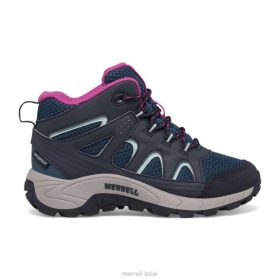 Merrell stivaletto impermeabile oakcreek mid in pizzo (mk166227) 68J61443 - Merrell Italia blu navy/turchese/fucsia bambini scarpe